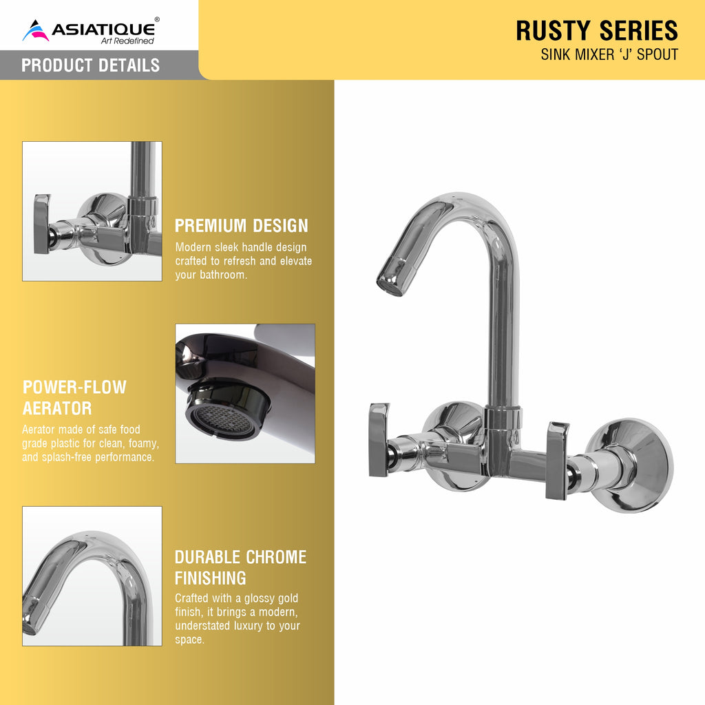 Asiatique Sink Mixer 'J' Spout  (R-013), Rusty Series Premium Faucets & Mixers