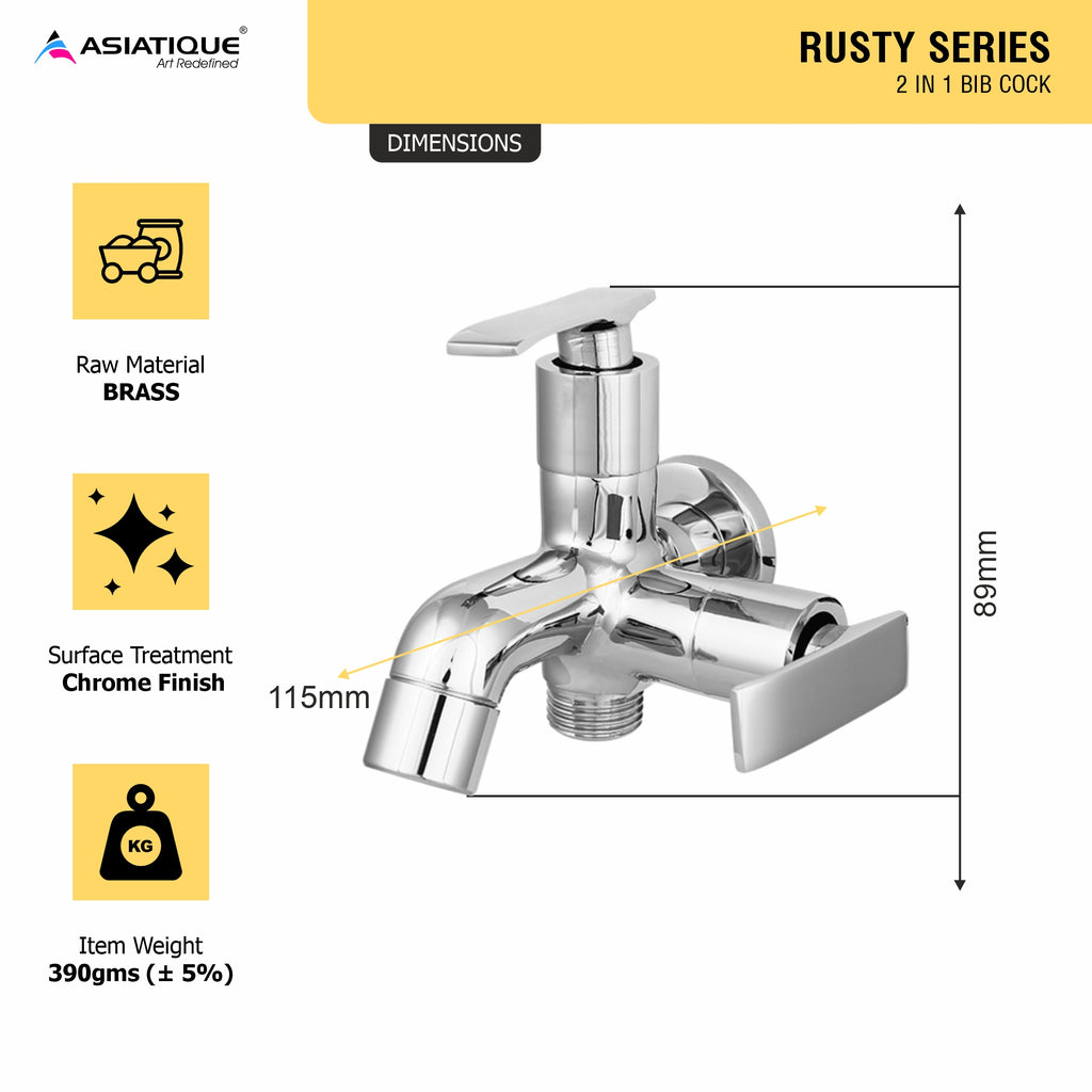 AsiatiqueSink 2 in 1 Bib Cock  (R-015), Rusty Series Premium Faucets & Mixers