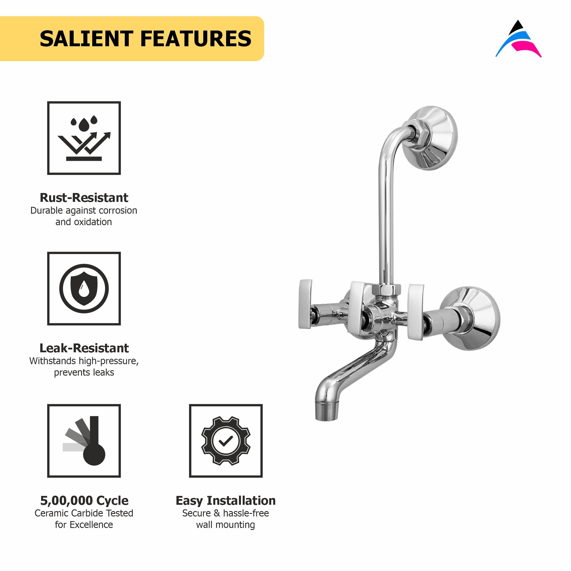 Asiatique Wall Mixer With 'L' Bend (R-017L), Rusty Series Premium Faucets & Mixers