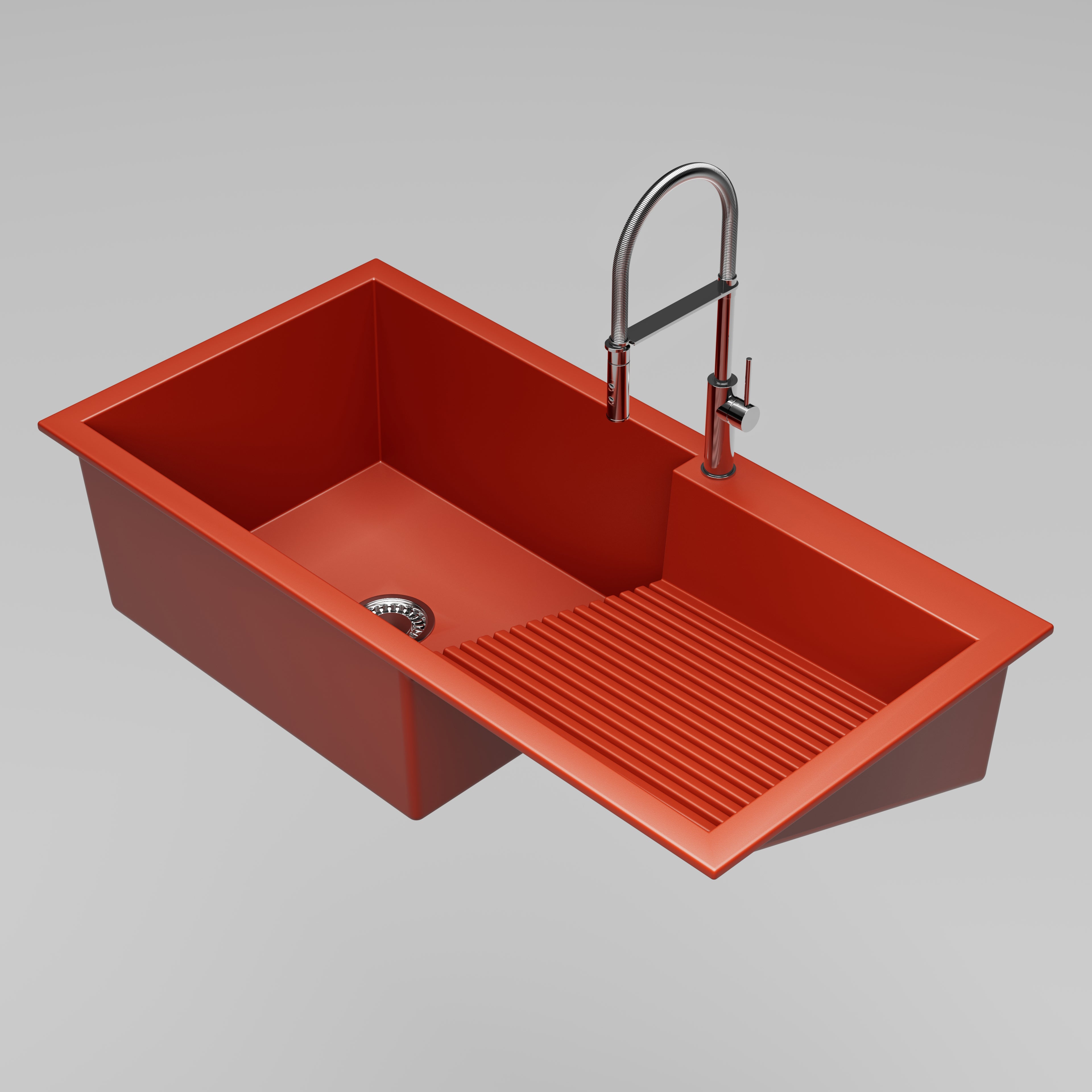 Asiatique Single Bowl Laundry Quartz Kitchen Sink (D403 - QUEEN), Granite Finish, 304 Grade SS coupling, Slop Drain, Noise Reduction Design | 40 x 20 x 10 inches