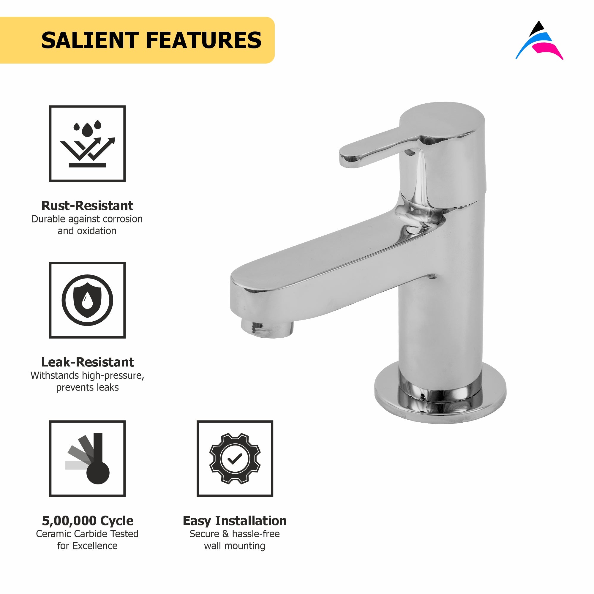Asiatique Pillar Cock (S-000), Premium Brass Chrome Bathroom Faucet & Mixer Collection, Smart Series