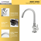 Asiatique Pillar Cock With Swivel ‘J’ Spout (S-002), Premium Brass Chrome Bathroom Faucet & Mixer Collection, Smart Series