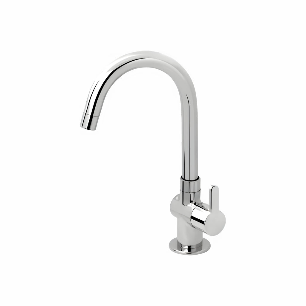 Asiatique Pillar Cock With Swivel ‘J’ Spout (S-002), Premium Brass Chrome Bathroom Faucet & Mixer Collection, Smart Series