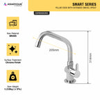 Asiatique Pillar Cock With Extended Swivel Spout (S-002EX), Premium Brass Chrome Bathroom Faucet & Mixer Collection, Smart Series