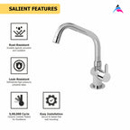 Asiatique Pillar Cock With Extended Swivel Spout (S-002EX), Premium Brass Chrome Bathroom Faucet & Mixer Collection, Smart Series