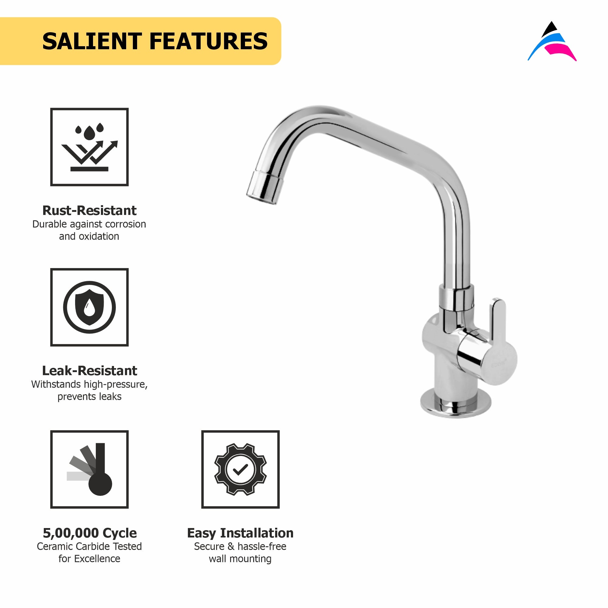 Asiatique Pillar Cock With Extended Swivel Spout (S-002EX), Premium Brass Chrome Bathroom Faucet & Mixer Collection, Smart Series