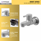 Asiatique Bib Cock Long Body With Wall Flange (S-004), Premium Brass Chrome Bathroom Faucet & Mixer Collection, Smart Series