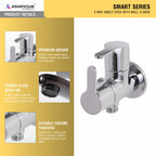 Asiatique 2 Way Angle Cock With Wall Flange (S-005TW), Premium Brass Chrome Bathroom Faucet & Mixer Collection, Smart Series