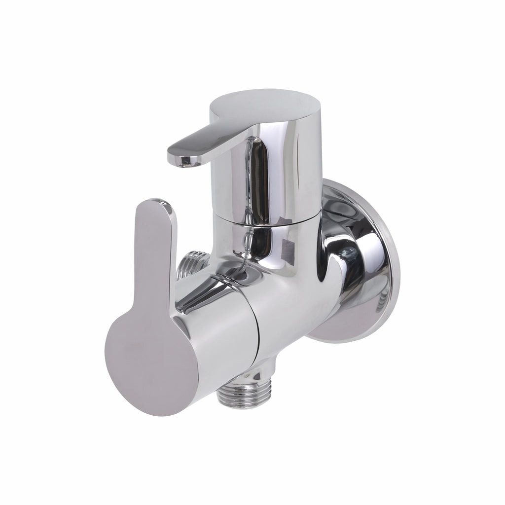 Asiatique 2 Way Angle Cock With Wall Flange (S-005TW), Premium Brass Chrome Bathroom Faucet & Mixer Collection, Smart Series