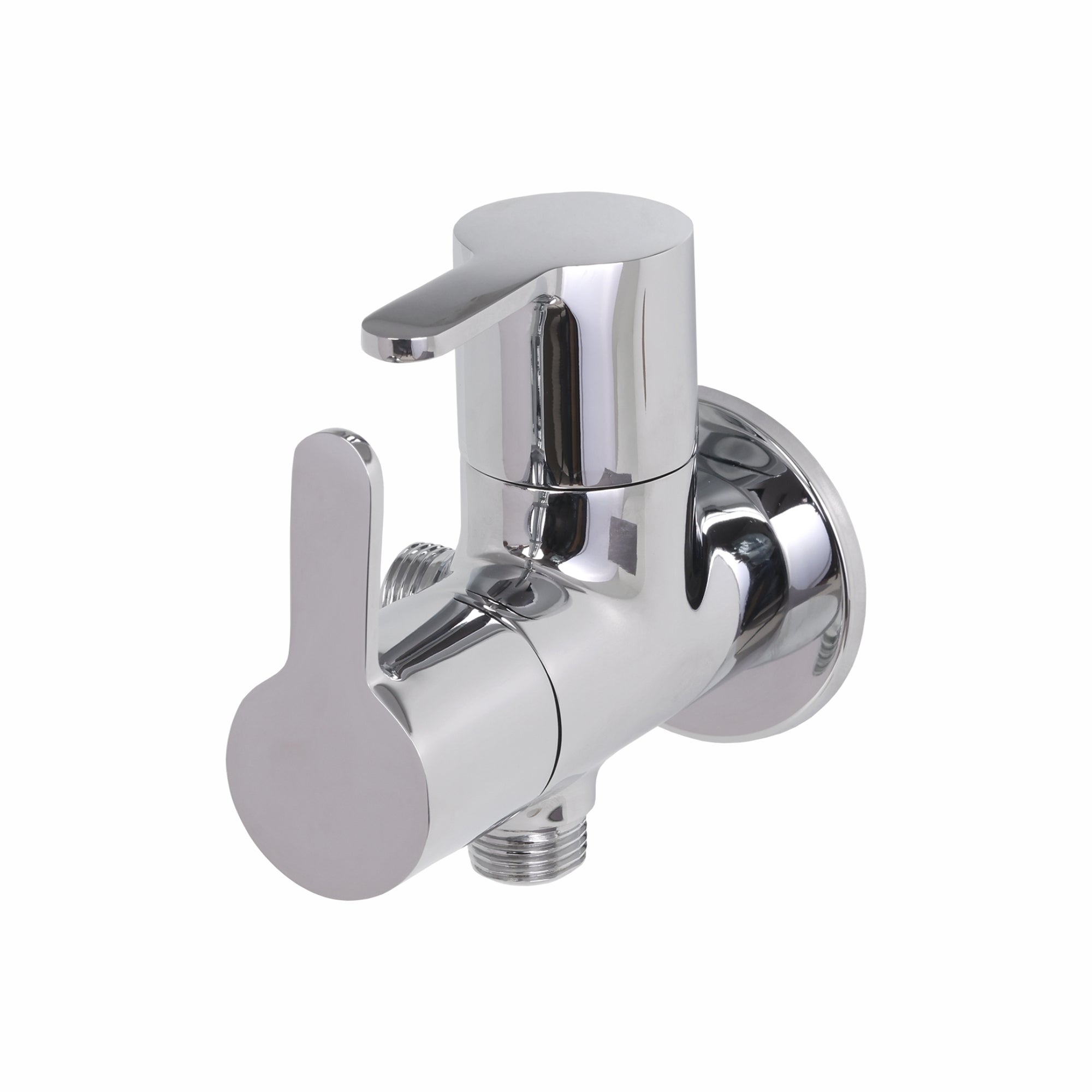 Asiatique 2 Way Angle Cock With Wall Flange (S-005TW), Premium Brass Chrome Bathroom Faucet & Mixer Collection, Smart Series