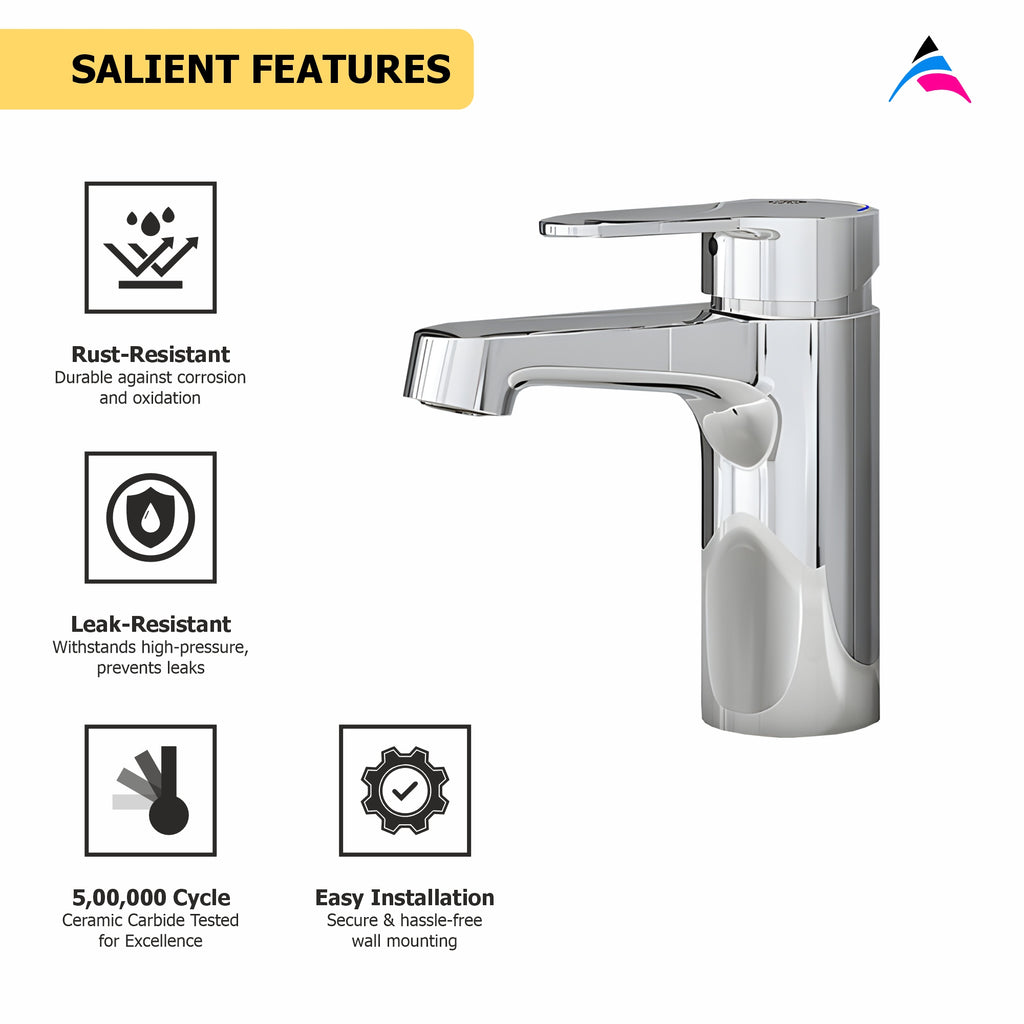 Asiatique S/L Basin Mixer With Braided Hoses (S-009), Premium Brass Chrome Bathroom Faucet & Mixer Collection, Smart Series