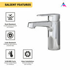 Asiatique S/L Basin Mixer With Braided Hoses (S-009), Premium Brass Chrome Bathroom Faucet & Mixer Collection, Smart Series