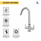Asiatique C/H Basin Mixer With Swivel ‘J’ Spout (S-011), Premium Brass Chrome Bathroom Faucet & Mixer Collection, Smart Series