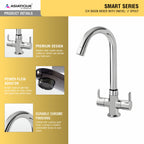 Asiatique C/H Basin Mixer With Swivel ‘J’ Spout (S-011), Premium Brass Chrome Bathroom Faucet & Mixer Collection, Smart Series