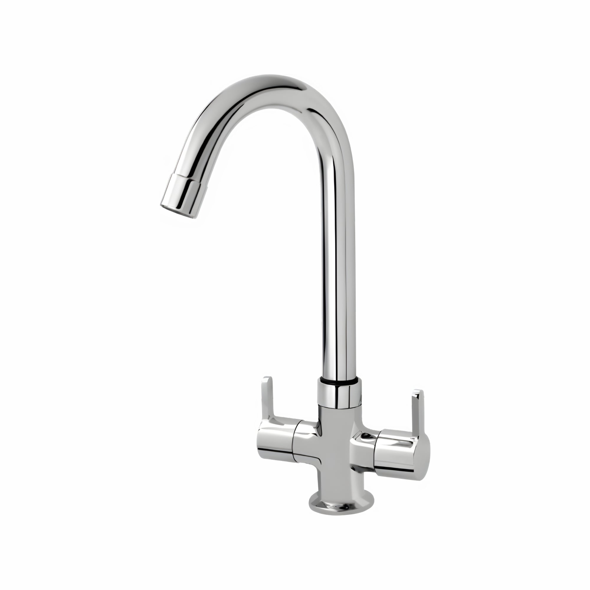 Asiatique C/H Basin Mixer With Swivel ‘J’ Spout (S-011), Premium Brass Chrome Bathroom Faucet & Mixer Collection, Smart Series