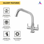 Asiatique C/H Basin Mixer With Extended Swivel Spout (S-011EX), Premium Brass Chrome Bathroom Faucet & Mixer Collection, Smart Series