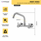 Asiatique Sink Mixer With Extended Swivel Spout Wall Mounted (S-013EX), Premium Brass Chrome Bathroom Faucet & Mixer Collection, Smart Series