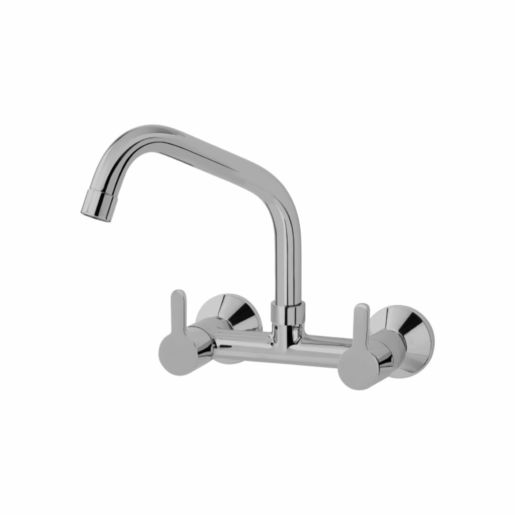 Asiatique Sink Mixer With Extended Swivel Spout Wall Mounted (S-013EX), Premium Brass Chrome Bathroom Faucet & Mixer Collection, Smart Series