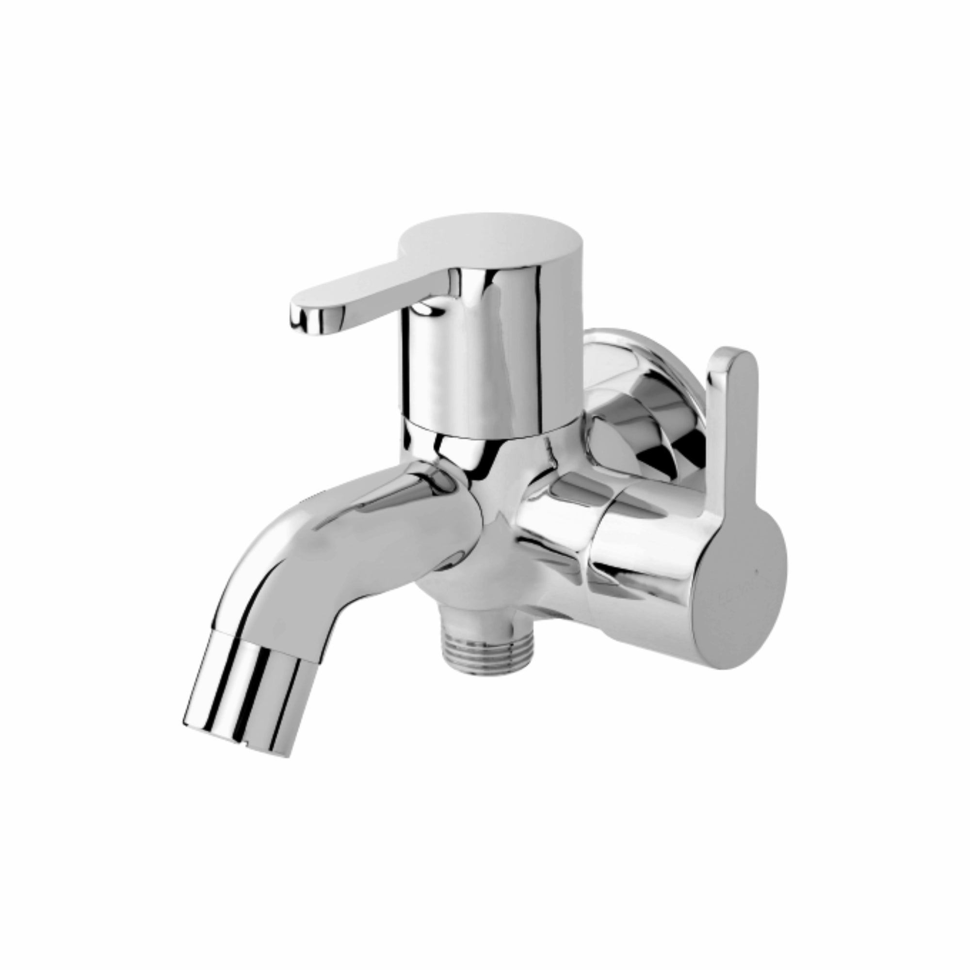 Asiatique 2 in 1 Bib Cock With Wall Flange (S-015), Premium Brass Chrome Bathroom Faucet & Mixer Collection, Smart Series