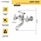 Asiatique Wall Mixer Telephonic With Crutch ARR. Of Tele. Shower (S-016), Premium Brass Chrome Bathroom Faucet & Mixer Collection, Smart Series