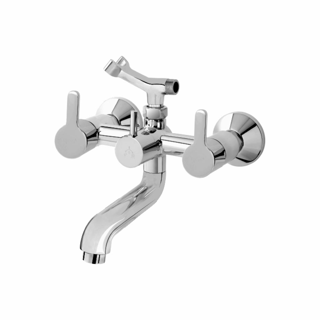 Asiatique Wall Mixer Telephonic With Crutch ARR. Of Tele. Shower (S-016), Premium Brass Chrome Bathroom Faucet & Mixer Collection, Smart Series