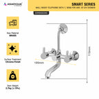 Asiatique Wall Mixer Telephonic With ‘L’ Bend for ARR. Of O/H Shower (S-017), Premium Brass Chrome Bathroom Faucet & Mixer Collection, Smart Series