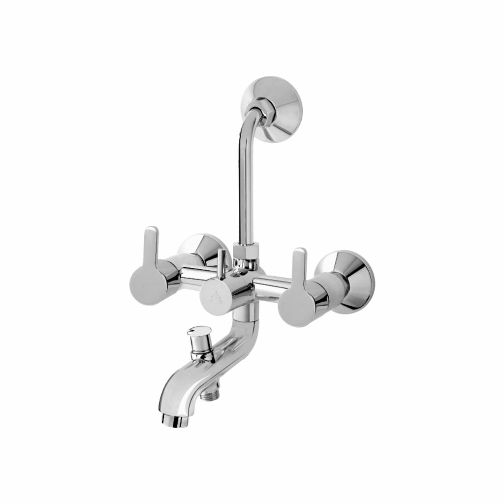 Asiatique 3 in 1 Wall Mixer With Pro. For Tele. Shower & O/H Shower (S-018), Premium Brass Chrome Bathroom Faucet & Mixer Collection, Smart Series