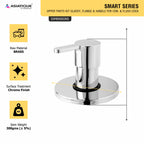Asiatique Upper Parts Kit Glassy, Flange & Handle For Con. & Flush Cock (S-021U), Premium Brass Chrome Bathroom Faucet & Mixer Collection, Smart Series