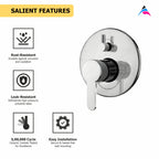 Asiatique S/L Div Upper Parts Handle, Button & Plate (S-024), Premium Brass Chrome Bathroom Faucet & Mixer Collection, Smart Series