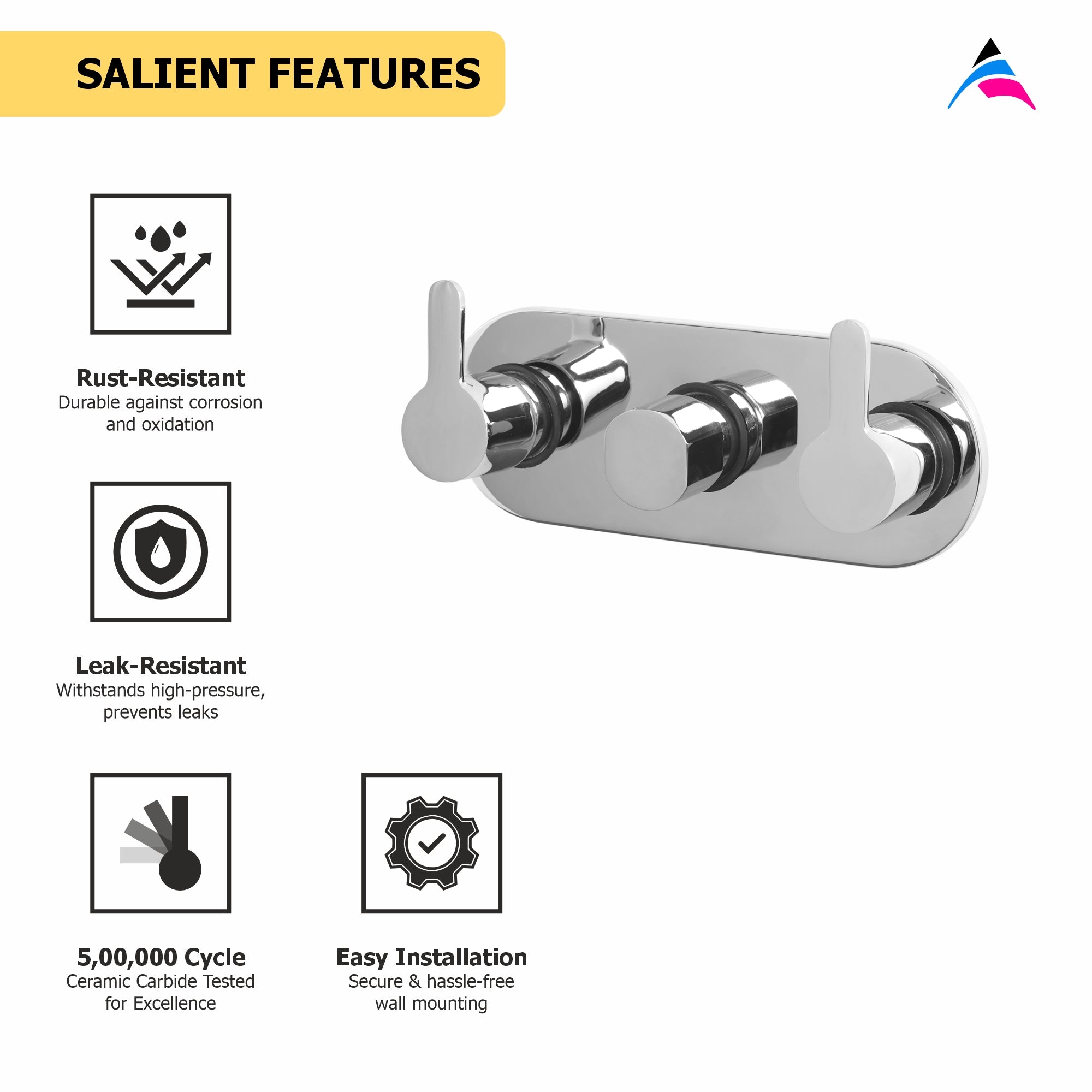 Asiatique Con. Wall Mixer Upper Part (S-029U), Premium Brass Chrome Bathroom Faucet & Mixer Collection, Smart Series