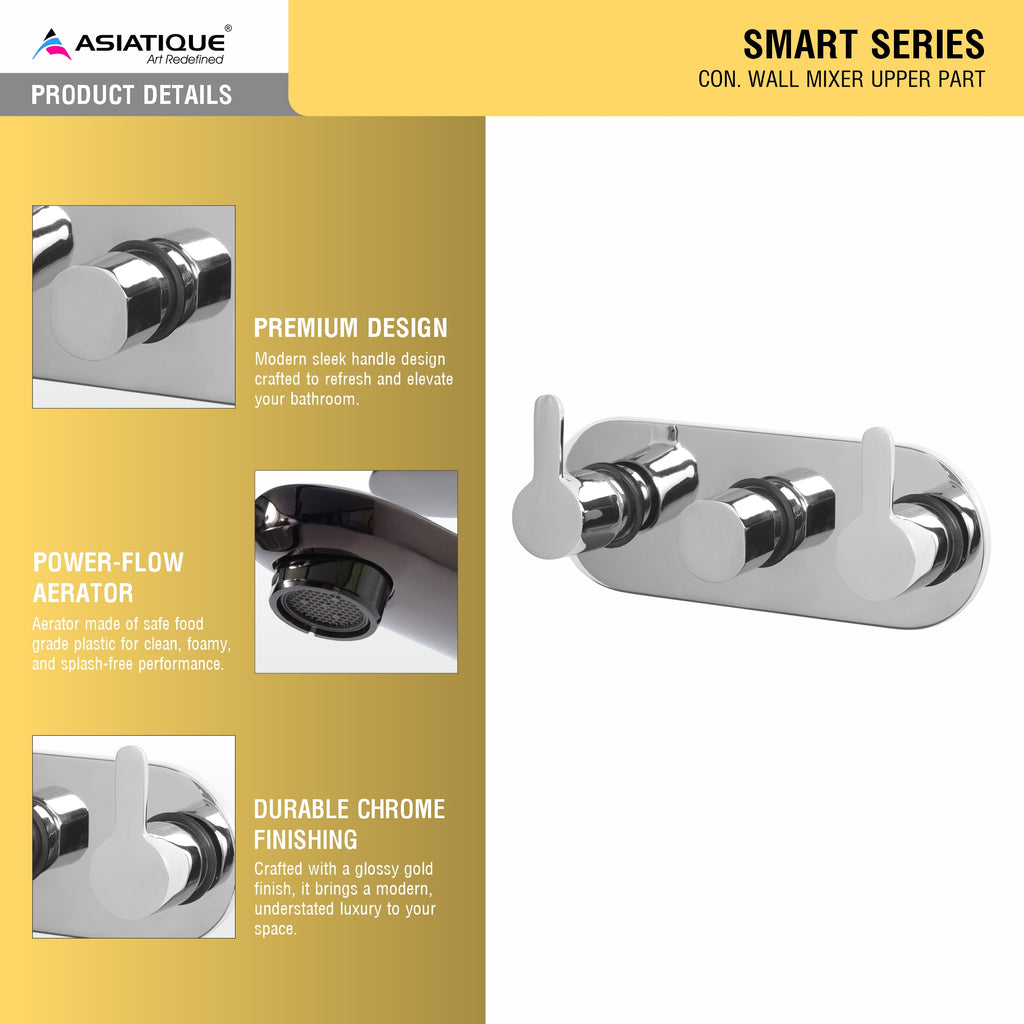 Asiatique Con. Wall Mixer Upper Part (S-029U), Premium Brass Chrome Bathroom Faucet & Mixer Collection, Smart Series