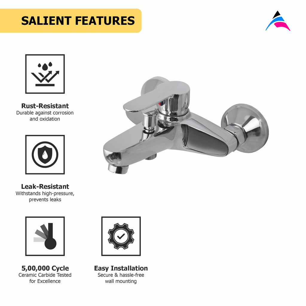 Asiatique S/L Bath & Shower Mixer (S-030), Premium Brass Chrome Bathroom Faucet & Mixer Collection, Smart Series
