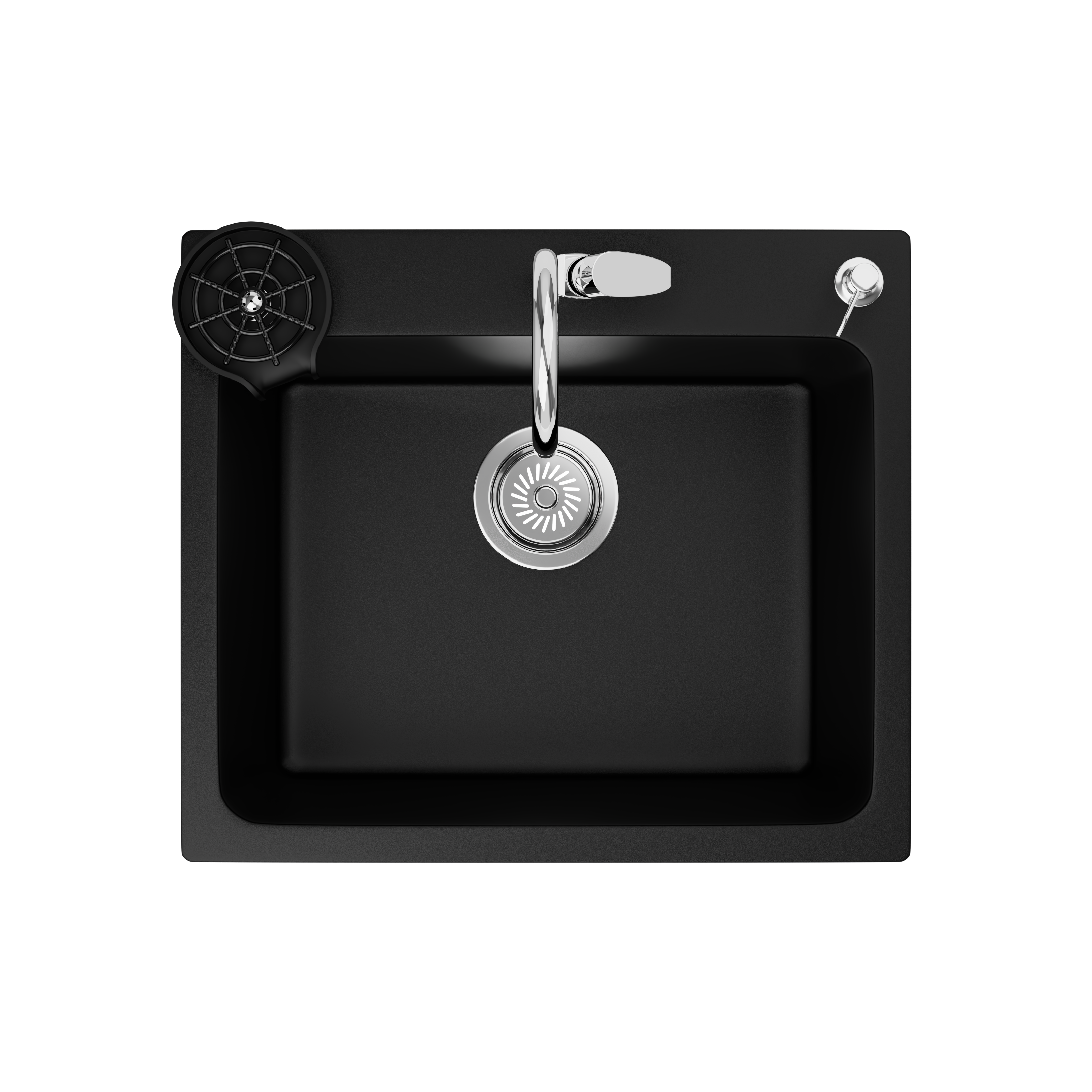 Asiatique Single Bowl Quartz Kitchen Sink (D107- LUXE), Granite Finish, 304 Grade SS coupling, Slop Drain, Noise Reduction Design | 24 x 20 x 9 inches