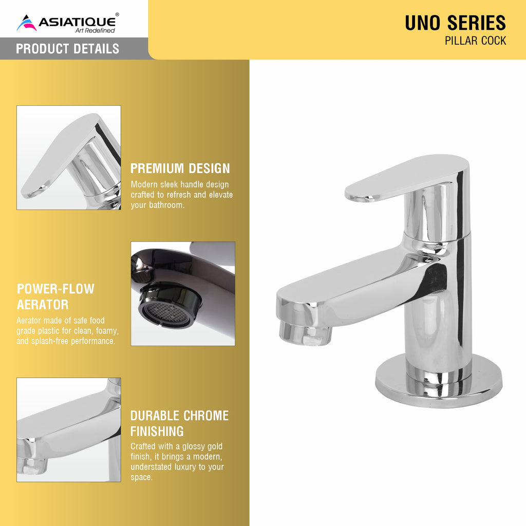 Asiatique Pillar Cock (U-000), UNO Series Kitchen & Bathroom Faucets | Minimal Modern Tap Collection