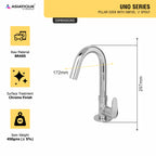 Asiatique Pillar Cock With Swivel 'J' Spout (U-002), UNO Series Kitchen & Bathroom Faucets | Minimal Modern Tap Collection