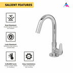 Asiatique Pillar Cock With Swivel 'J' Spout (U-002), UNO Series Kitchen & Bathroom Faucets | Minimal Modern Tap Collection