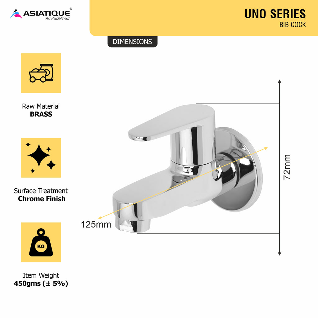 Asiatique Bib Cock With Wall Flange (U-003), UNO Series Kitchen & Bathroom Faucets | Minimal Modern Tap Collection