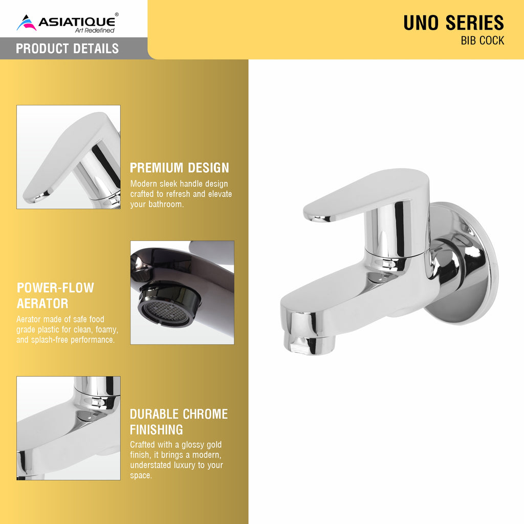 Asiatique Bib Cock With Wall Flange (U-003), UNO Series Kitchen & Bathroom Faucets | Minimal Modern Tap Collection