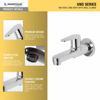 Asiatique Bib Cock Long Body With Wall Flange (U-004), UNO Series Kitchen & Bathroom Faucets | Minimal Modern Tap Collection