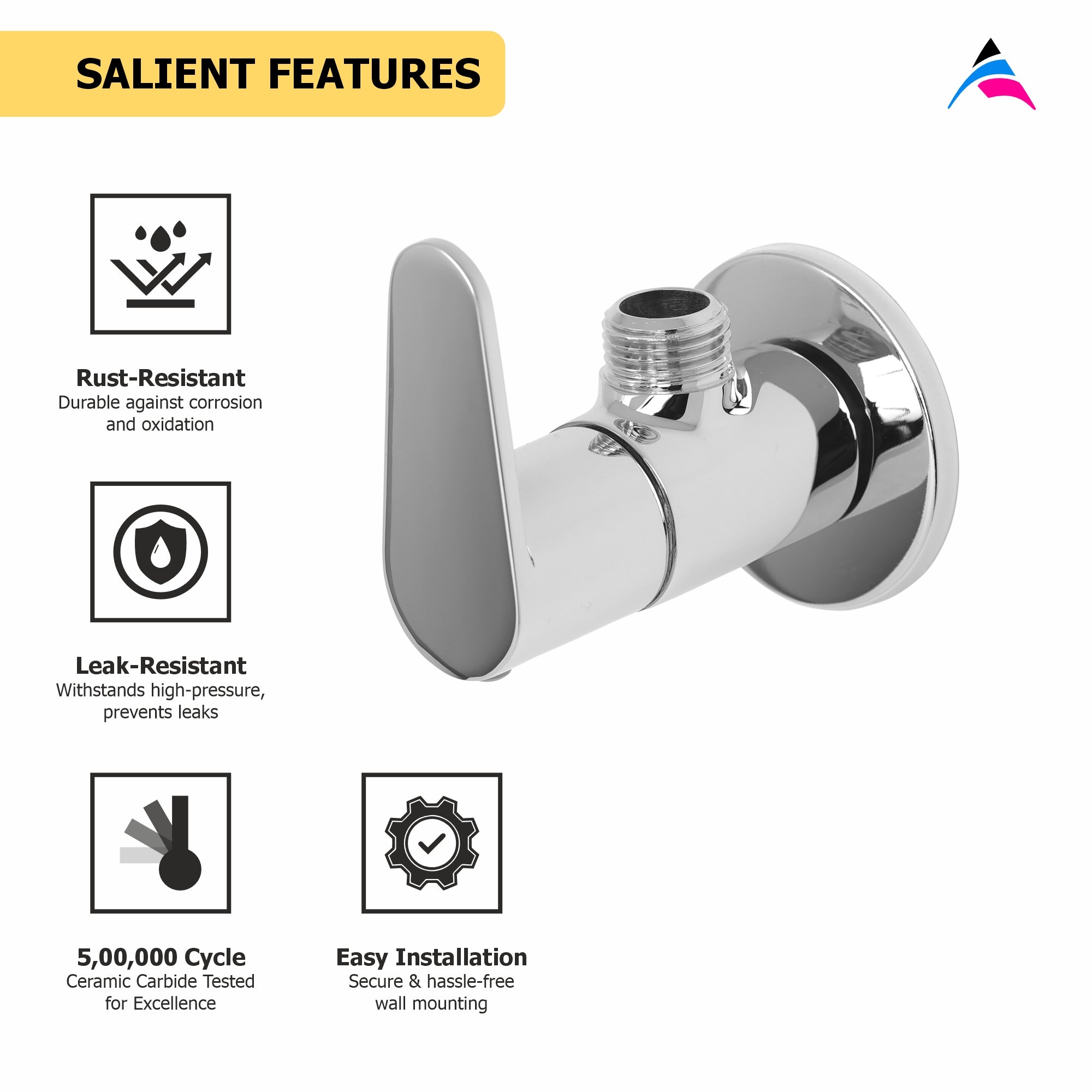 Asiatique Angle Cock With Wall Flange (U-005), UNO Series Kitchen & Bathroom Faucets | Minimal Modern Tap Collection