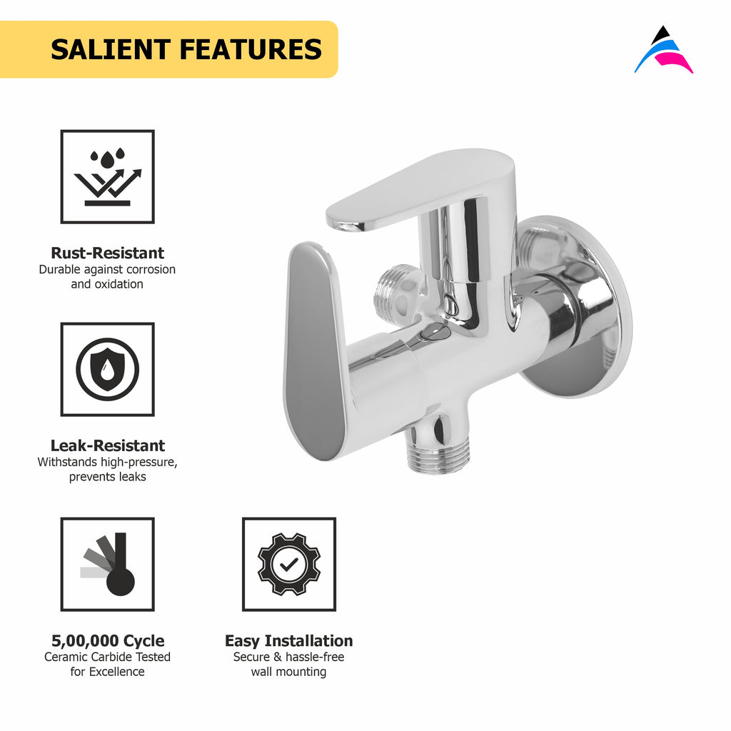 Asiatique 2 Way Angle Cock With Wall Flange (U-005TW), UNO Series Kitchen & Bathroom Faucets | Minimal Modern Tap Collection