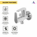 Asiatique 2 Way Angle Cock With Wall Flange (U-005TW), UNO Series Kitchen & Bathroom Faucets | Minimal Modern Tap Collection