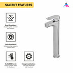 Asiatique S/L Basin Mixer With Extended Hoses (U-009EX), UNO Series Kitchen & Bathroom Faucets | Minimal Modern Tap Collection