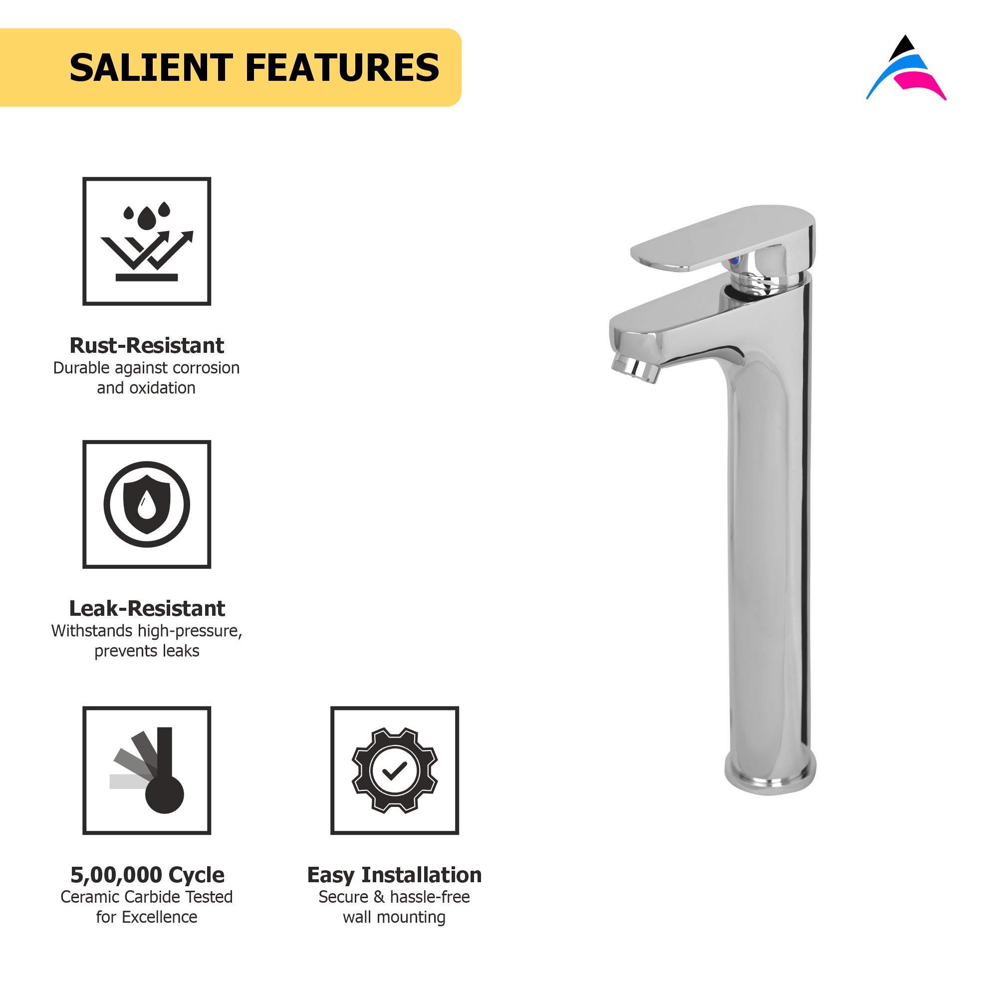Asiatique S/L Basin Mixer With Extended Hoses (U-009EX), UNO Series Kitchen & Bathroom Faucets | Minimal Modern Tap Collection