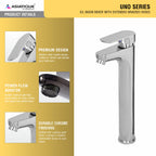 Asiatique S/L Basin Mixer With Extended Hoses (U-009EX), UNO Series Kitchen & Bathroom Faucets | Minimal Modern Tap Collection