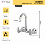Asiatique Sink Mixer With Swivel 'J' Spout Wall Mounted (U-013), UNO Series Kitchen & Bathroom Faucets | Minimal Modern Tap Collection