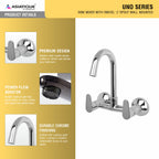 Asiatique Sink Mixer With Swivel 'J' Spout Wall Mounted (U-013), UNO Series Kitchen & Bathroom Faucets | Minimal Modern Tap Collection