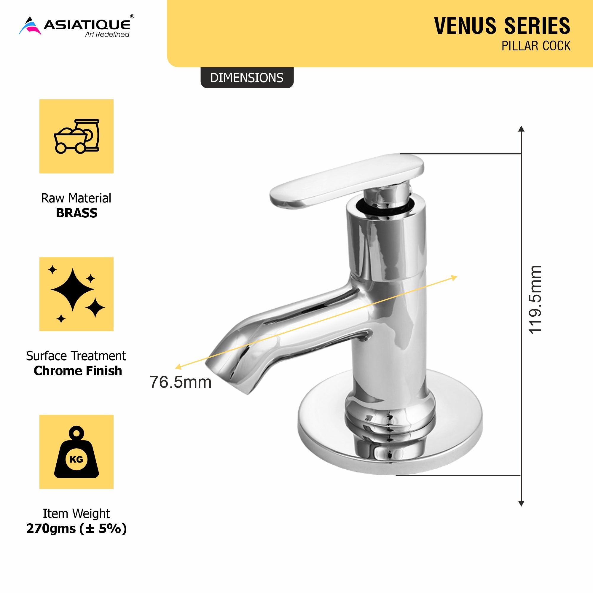 Asiatique  Pillar Cock  (V-000), Venus Series Premium Faucets & Mixers