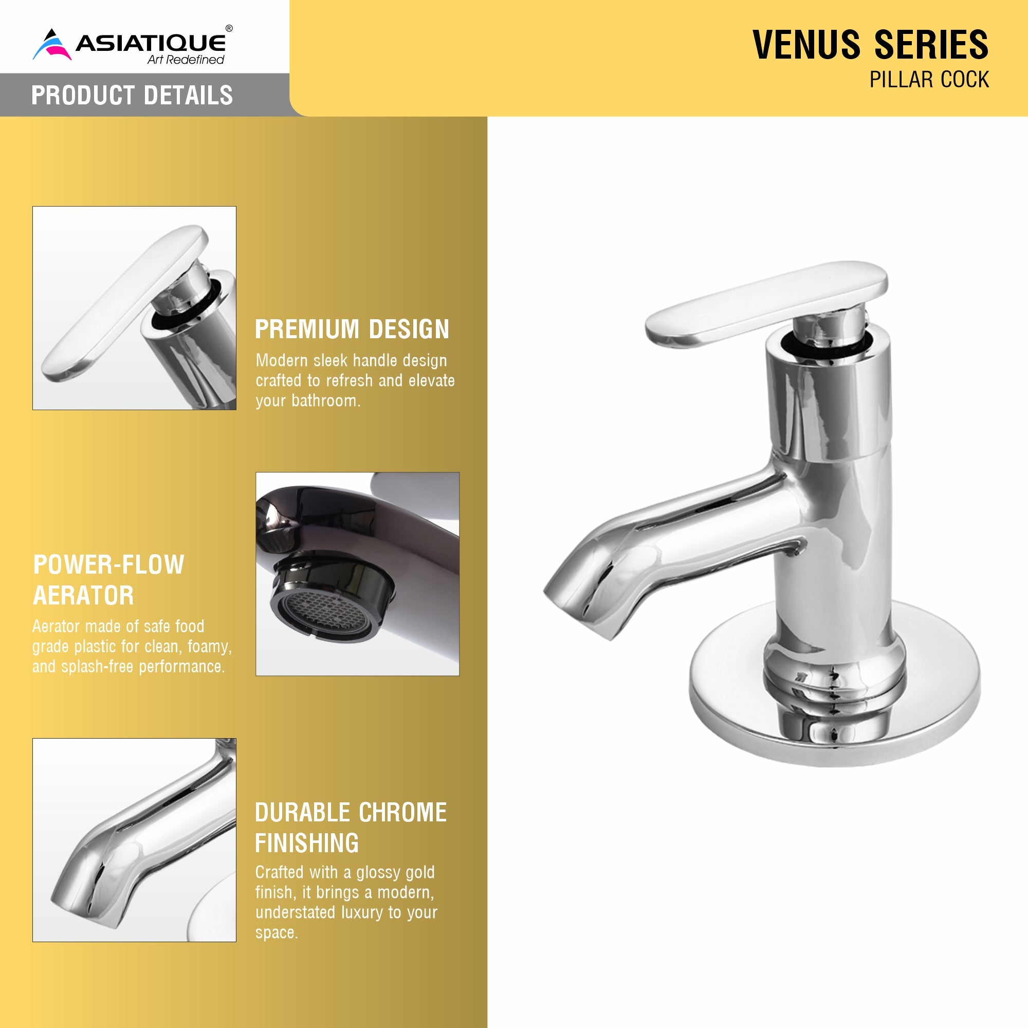 Asiatique  Pillar Cock  (V-000), Venus Series Premium Faucets & Mixers