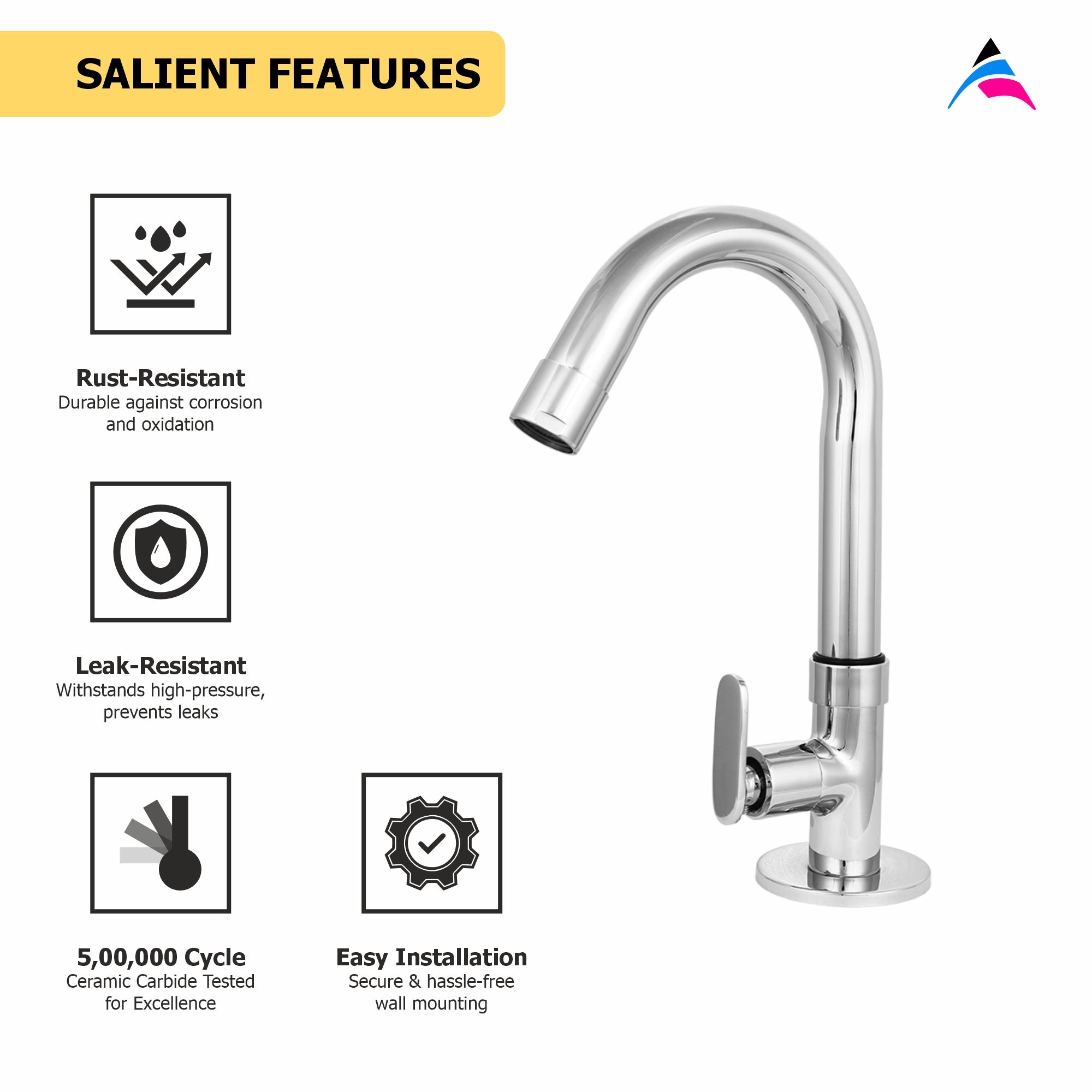 Asiatique Pillar Cock With Swivel 'J' Spout  (V-002), Venus Series Premium Faucets & Mixers